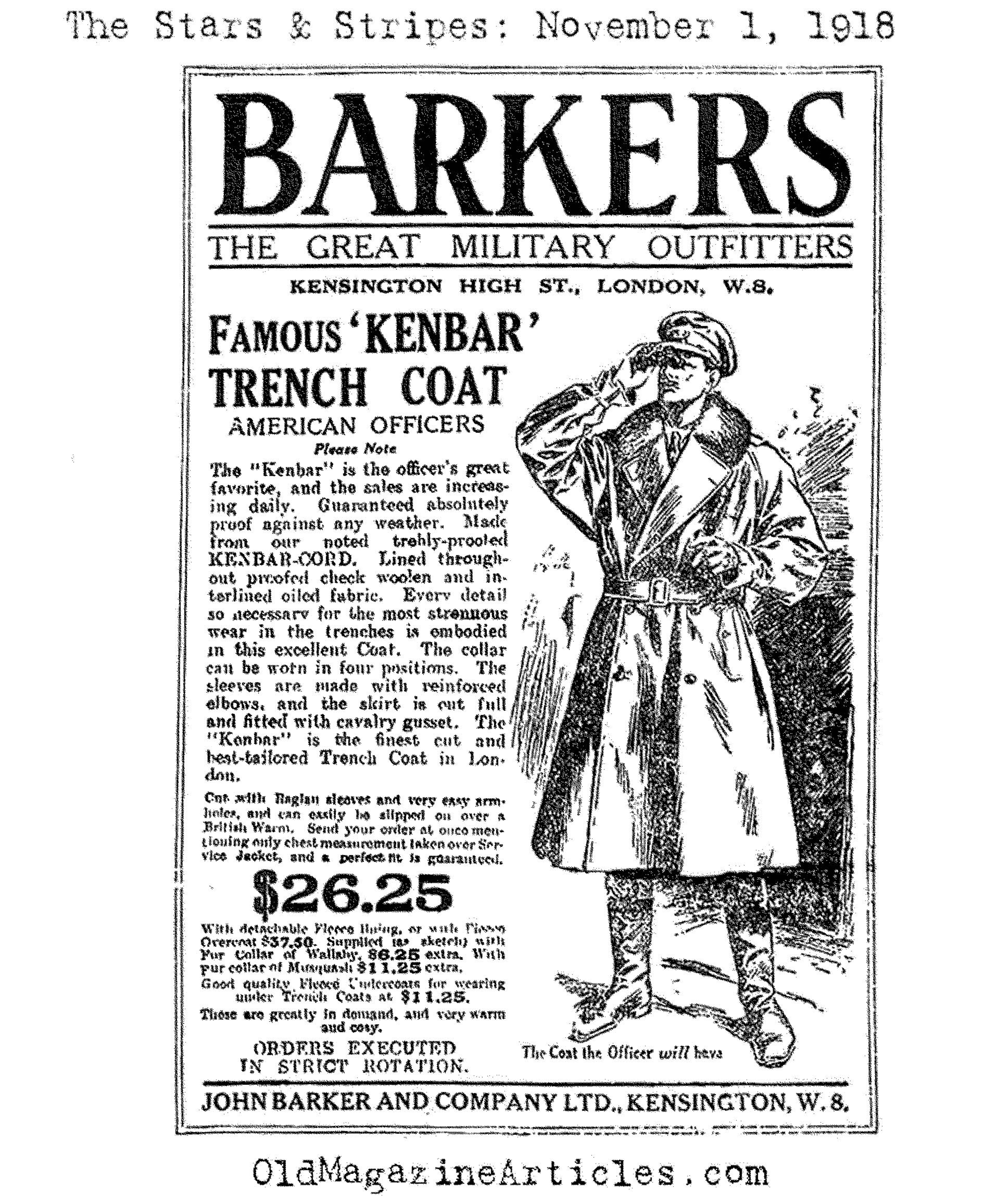 Trench Coat by Barker  (The Stars and Stripes, 1918)